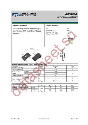 AO3407A datasheet  